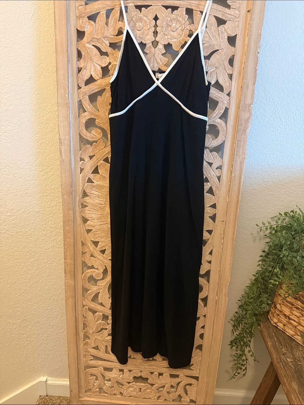 Monteau Los Angeles Black & White Maxi Dress M Y2K Strappy Empire